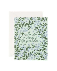 Sympathy Notecard: Blue Flowers and Laurels