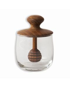 Teak and Glass Honey Jar by Oneg
