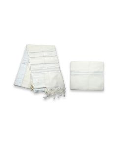 Traditional White and Silver Stripes Tallis Set