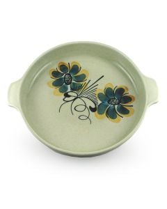 Vintage Lapid Pottery: Blue Floral Round Serving Tray