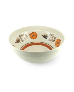 Vintage Lapid Pottery: Orange and Brown Floral Large Bowl