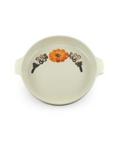 Vintage Lapid Pottery: Orange and Brown Floral Round Serving Tray