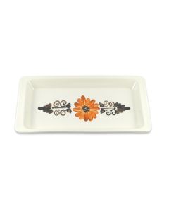 Vintage Lapid Pottery: Orange Floral Rectangular Tray