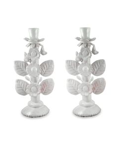 White Ceramic Candlesticks by Liz Lauter