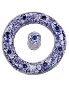White Crawl Circle Ceramic Menorah by Julia Elsas