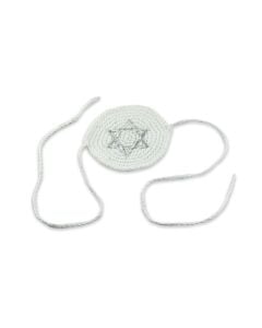White Crochet Baby Kippah: Silver Star
