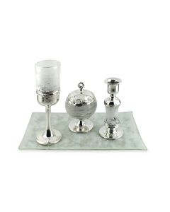 White Glass and Sterling Havdalah Set