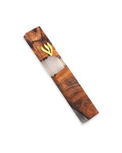 Wood and Resin Mezuzah in Clear by Zvezdin's Workshop
