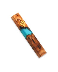 Wood and Resin Mezuzah in Turquoise by Zvezdin's Workshop