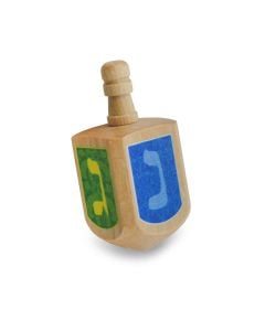 Wood Dreidel with Colorful Letters