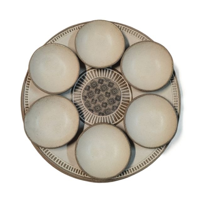 Ceramic Patterned Seder Plate by Yael Gronner: Plain Dishes