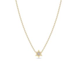 14kt Midi Bitty Pavé Diamond Star of David Necklace by Zoë Chicco