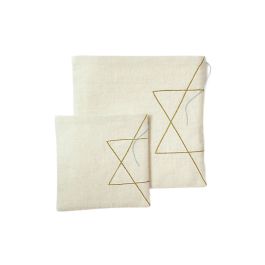 Star of David Embroidered Linen Matzah Cover and Afikomen Bag Set by Pearl Richman